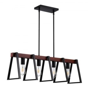   VEVOR 4 izzós konyhasziget függeszték, 60 W, állítható étkezőlámpa 2 x 6" és 6 x 12" rúddal, ipari fémvázas farmház stílusú lineáris csillárok étkezőbe, E27