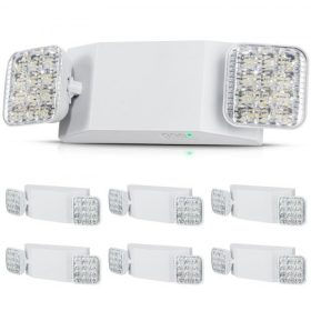   VEVOR 6 darabos kereskedelmi vészvilágítás, 3 W, fehér LED-es vészkijárat-világítás 180 perces tartalék akkumulátorral, állítható 2 LED-es, négyzet alakú fejjel, mennyezetre vagy falra szerelhető, áramkimaradás esetére