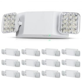   VEVOR 12 darabos kereskedelmi vészvilágítás, 3 W, fehér LED-es vészkijárat-világítás 180 perces tartalék akkumulátorral, állítható 2 LED-es, négyzet alakú fejjel, mennyezetre vagy falra szerelhető, áramkimaradás esetére