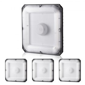   VEVOR 4 db-os LED előtetős lámpa, 80W, 8800LM 5000K nappali fény, kereskedelmi, ipari, kültéri előtetős lámpa, 256mm x 256mm, felületre szerelhető mennyezeti világítás benzinkúthoz, raktárhoz, garázshoz, utcai üzlethez, IP65