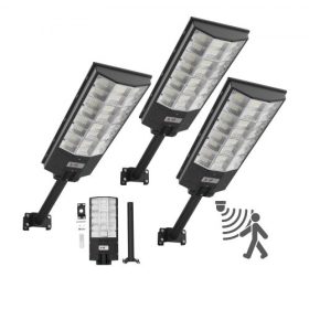   VEVOR 8000W napelemes utcai lámpák kültéri, 450000LM, kereskedelmi parkoló világítás alkonyattól hajnalig, LED árvízvédelmi lámpa mozgásérzékelővel, IP65 vízálló kültéri világítás, kocsifelhajtó udvarára, 3 db-os csomag