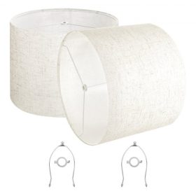   VEVOR Drum Lámpaernyő 2 Szett, 40 cm Felső x 40 cm Alsó x 30 cm Magas, Nagy Lámpaernyő Hárfával, Csere Lámpaernyő Asztali Lámpákhoz, Állólámpákhoz, Függesztett Lámpákhoz, Könnyű Összeszerelést Szükséges (Világos Vászon)