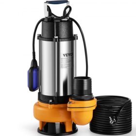   VEVOR búvárszivattyú, 2200 W 60000 l/h, 8 m kábellel és automatikus úszókapcsolóval, hordozható rozsdamentes acélból, szennyezett vagy tiszta vízhez, árvizekhez, üres kerti tavakhoz, úszómedencékhez, pezsgőfürdőhöz