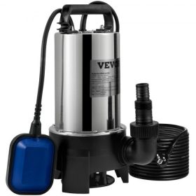   VEVOR búvárszivattyú, 1100 W, 20000 l/óra, 10 m kábellel és automatikus úszókapcsolóval, hordozható rozsdamentes acélból készült, szennyezett vagy tiszta vízhez, árvizekhez, üres kerti tavakhoz, úszómedencékhez, pezsgőfürdőhöz