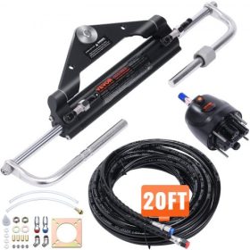   VEVOR hidraulikus külmotoros kormánymű készlet, 112 kW (150 LE), hajó hidraulikus kormányrendszere, kormánypumpával, kétirányú zárhengerrel és 6,1 m (20 láb) hidraulikus kormánytömlővel, egyállomásos, egymotoros hajókhoz