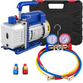   VEVOR 233 L/perc (4CFM) 246W (1/3HP) vákuumszivattyú klíma vákuumszivattyú légkondicionáló vákuumszivattyú vákuumkamrás vákuumszárító szivattyú HVAC hűtés R22 R12 R134A R502 klímaadapter klímaberendezéshez