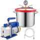 Vevor 5,7 l (1,5 gallon) 28 l/perc (3 CFM) 186 W (1/4 LE) vákuumkamra, hűtőközeg-vákuumszivattyú HVAC egyfokozatú vákuumszivattyú klímaberendezéshez forgólapátos vákuumszivattyú klímaberendezés vákuumszivattyú