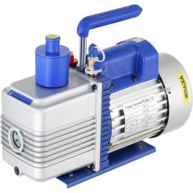   VEVOR vákuumszivattyú, 10CFM 1 HP, kétfokozatú forgólapátos vákuumszivattyú, 220V 5 PA HVAC hűtőközeg-levegős szerszám HVAC-hoz, automatikus klíma hűtőközeg-utántöltés, bor gáztalanítása és élelmiszer-feldolgozás, kék