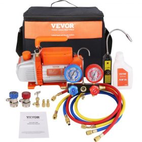   VEVOR 1/4 HP HVAC vákuumszivattyú és mérőkészlet 4 CFM elosztó mérőkészlet tömlővel