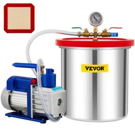   VEVOR vákuumkamra szivattyúval, vákuumkamra készlet, 5 gallon/18,9 l, 5 CFM, 1/3HP, egyfokozatú