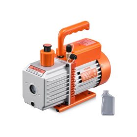   VEVOR vákuumszivattyú, 367 L/perc (6 CFM), HVAC 2 fokozatú forgólapátos vákuumszivattyú, R134a R22 R410a rendszerekhez, Autóklíma vákuumszivattyú készlet olajpalackkal, Autóklíma karbantartáshoz, Gyanta gáztalanítás
