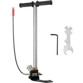   VEVOR 3 fokozatú kézi kengyelpumpa Kengyelpumpa 4500 psi (0-30 MPa) légpuskapumpa Töltő kengyeltöltő PCP kézi pumpa légpuskákhoz, kiváló minőségű 301-es rozsdamentes acélból