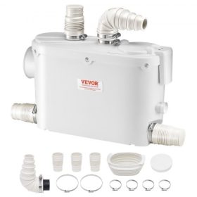   VEVOR darálós szivattyú, 500 W, 6600 l/h áramlás, 26,2 láb/8 m emelőmagasság, darálós szennyvízszivattyú 3 vízbemenettel WC-hez, pincéhez, konyhához, mosogatóhoz, zuhanyzóhoz, fürdőkádhoz, szennyvízelvezető felöblítő gép