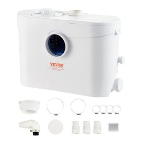   VEVOR darálós szivattyú, 700 W, 9600 l/h áramlás, 32,8 láb/10 m emelőmagasság, darálós szennyvízszivattyú 3 vízbemenettel WC-hez, pincéhez, konyhához, mosogatóhoz, zuhanyzóhoz, fürdőkádhoz, szennyvízelvezető felöblítő gép
