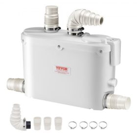   VEVOR darálós szivattyú, 500 W, 110 l/perc (29 GPM) áramlás, 26 láb/8 m emelőmagasság, darálós szennyvíz WC szivattyú 4 vízbemenettel, szennyvízelvezető felöblítő gép konyhába, pincébe, zuhanyzóba, mosogatóba, mosókonyhába, fürdők