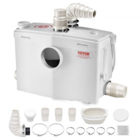   VEVOR darálós szivattyú, 1200 W, 180 l/perc (48 GPM) áramlás, 33 láb/10 m emelőmagasság, darálós szennyvíz WC szivattyú 4 vízbemenettel, szennyvízelvezető felöblítő gép WC-hez, pincéhez, zuhanyzóhoz, mosdóhoz, mosókonyhához, fürdő