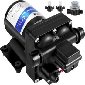   VEVOR frissvízszivattyú, 12 V-os önfelszívó permetezőszivattyú, 11 l/perc (3 GPM) lakókocsi vízszivattyú, nyomáskapcsolóval 3,8 bar (55 PSI) önfelszívó vízszivattyú, levehető szűrővel 12 V-os membránszivattyú, lakókocsihoz, lakóko