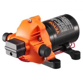   VEVOR 12 V-os membránszivattyú, 1,8 GPM (6,81 l/perc), 3 kamrás 12 voltos egyenáramú vízszivattyú automatikus nyomáskapcsolóval, 2,7-6,9 bar (40-100 PSI) állítható, 4 bar (60 PSI), 12,7 mm-es (1/2") MNPT csatlakozó, lakókocsihoz,