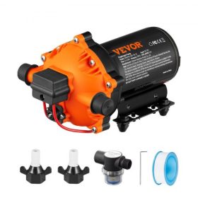   VEVOR vízmembrános szivattyú, 12 V DC, 5,5 GPM áramlás, 70 PSI névleges nyomás (40-100 PSI állítható), 1/2" MNPT önfelszívó permetező szivattyú nyomáskapcsolóval lakókocsikhoz, lakókocsikhoz, tengeri hajókhoz, gyepre, FCC tanúsítv