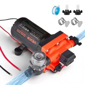   VEVOR lakókocsi vízpumpa, 12V DC 6 GPM (22,7 L/perc), 4 kamrás, önfelszívó membrános vízpumpa automatikus nyomáskapcsolóval, 70 PSI max. nyomás, igény szerint lakókocsikhoz, lakókocsikhoz, hajókhoz, jachtokhoz, autómosáshoz