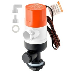   VEVOR csónakos szivattyú, 12V 50 l/perc (800 GPH) egyenes csónakos levegőztető szivattyú kettős bemenettel, ABA házzal és levehető motorbetéttel, korrózióálló csónakos/csali szivattyú édesvízhez és sósvízhez