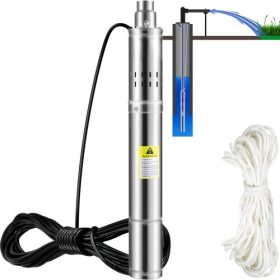  VEVOR mélykúti búvárszivattyú, 550W 230V/50Hz, 35L/perc 108 m-es fejjel, homokálló <5%, 20 m-es elektromos kábel, 7,6 cm-es rozsdamentes acél vízszivattyúk ipari, öntözési és otthoni használatra, IP68 vízálló