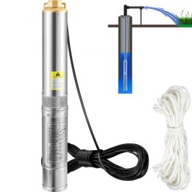   VEVOR mélykúti búvárszivattyú, 750W 230V/50Hz, 100L/perc 66 m-es fejjel, homokálló <5%, 20 m-es elektromos kábel, 7,6 cm-es rozsdamentes acél vízszivattyúk ipari, öntözési és otthoni használatra, IP68 vízálló