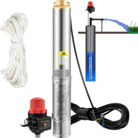   VEVOR mélykúti búvárszivattyú, 550W 230V/50Hz, 50L/perc 89 m emelőmagasság, 20 m kábel és automatikus nyomáskapcsoló, 8,2 cm rozsdamentes acél vízszivattyúk ipari, öntözési és otthoni használatra, IP68 vízálló