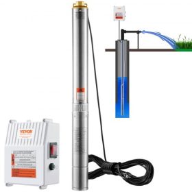   VEVOR mélykúti búvárszivattyú, 1500W 230V 60Hz, 9,8 m³/h 108 m emelőmagasság, 19,4 m kábellel és külső vezérlődobozzal, rozsdamentes acél vízszivattyúk ipari, öntözési és otthoni használatra, IP68 vízálló