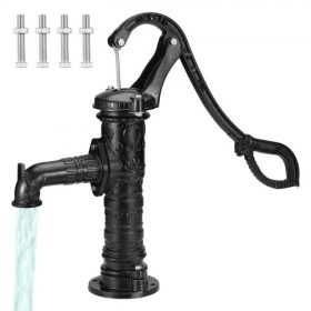   VEVOR Antik Kút Kézi Kancsószivattyú, 6,7 m (22 láb) maximális emelés, öntöttvas kézi kézi vízpumpa ergonomikus fogantyúval NPT31,8 mm (1-1/4") Könnyű telepítés, régimódi kültéri otthoni, udvari, kerti, tó, farm, fekete