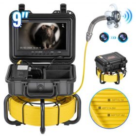   VEVOR csatornakamera, 165 láb/50 m, önszintező csővezeték-ellenőrző kamera 9"-os 1080P HD képernyővel, 36x zoommal, IP68 vízálló vízvezeték-kamera lámpákkal - 12 LED, 32 GB-os kártyás kígyókamera csővezetékhez