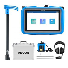   VEVOR csővezeték-szivárgás-érzékelő kültéri használatra, 1Hz-10000Hz, LCD érintőképernyős vízszivárgás-érzékelő helymeghatározó 5 m földalatti vízvezetékhez - közepes érzékelővel, 3 hallgatórúddal, fejhallgatóval és tokkal