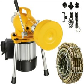   VEVOR lefolyófúró Ø20-100mm 400W-os csőkotró csővezeték-elzáródások tisztító kígyótisztító hordozható eszköz WC-hez