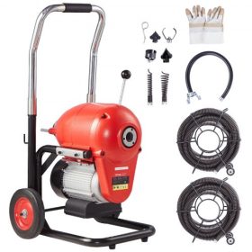   VEVOR lefolyótisztító gép 120 láb x 6/5" 1100 W-os szekcionált kígyócsiga kézi adagolású