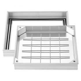   VEVOR aknafedél kerettel, 400 x 400 mm-es láthatatlan süllyesztett szennyvíztartály-fedél, alumíniumötvözetből készült beágyazott lefolyócsatorna-ellenőrző fedél járdákhoz, kertekhez, teraszokhoz