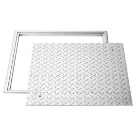   VEVOR aknafedél kerettel, 500 x 500 mm-es négyzet alakú emésztőgödör fedéllel és talppal, nagy teherbírású, csúszásmentes szénacél lefolyócsatorna-ellenőrző fedél járdákhoz, kertekhez