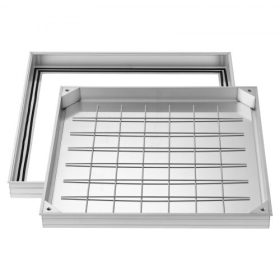   VEVOR aknafedél kerettel, 600 x 600 mm-es láthatatlan süllyesztett szennyvíztartály-fedél, alumíniumötvözetből készült beágyazott lefolyócsatorna-ellenőrző fedél járdákhoz, kertekhez, teraszokhoz